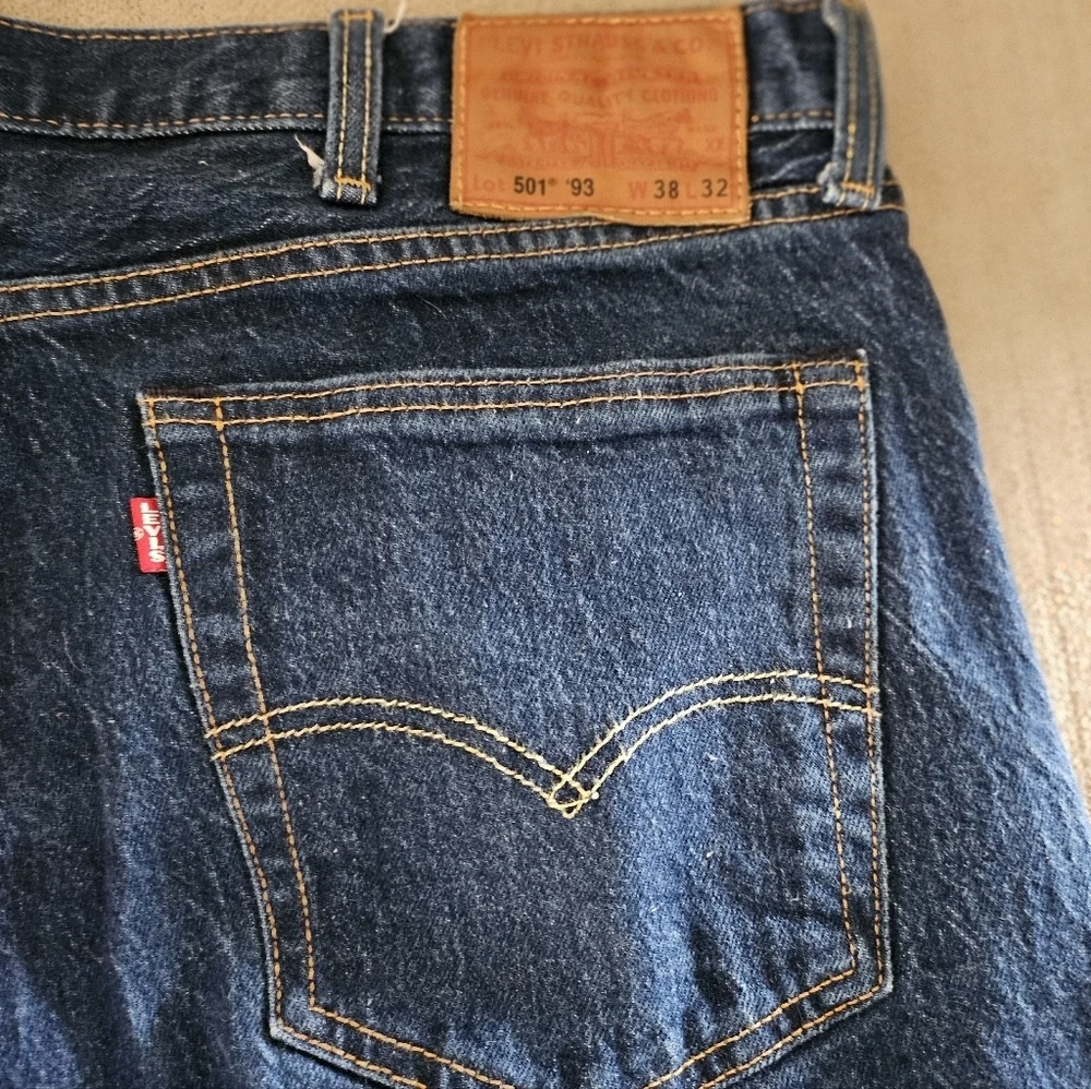 LEvi’s 501 ’93 Big E Straight Leg Jeans Vintage Button Fly Deni Men's sz W38 L32